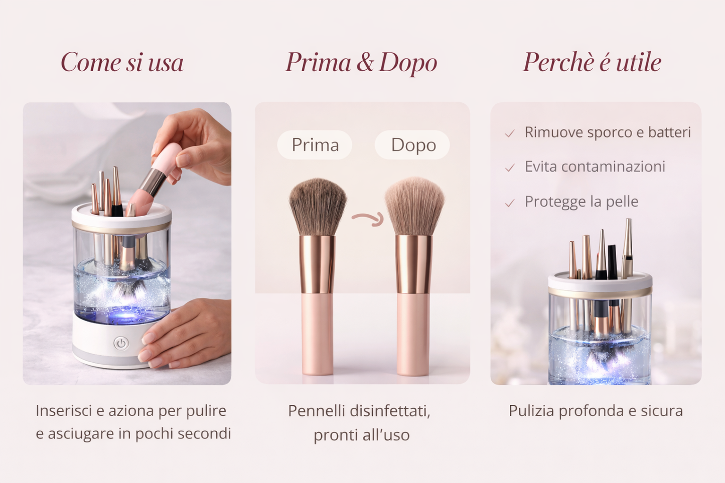 Pulitore Elettrico per Pennelli Make-Up con Luce UV – Igiene Profonda e Delicata